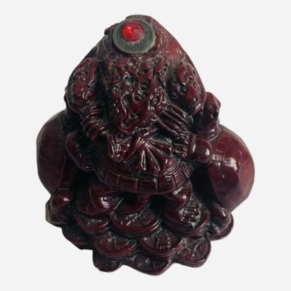 Vintage Asian Feng Shui Money Frog Toad Statue Figurine Wealth Luck 3.5